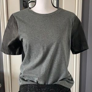 J.Crew leather sleeve top
